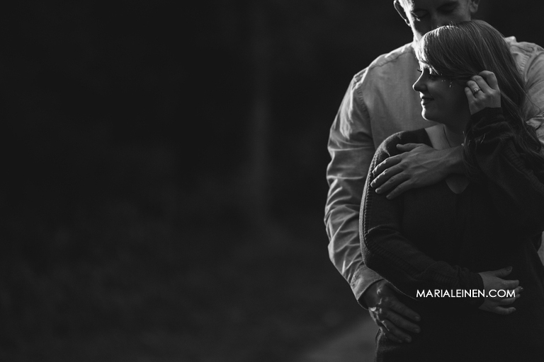 natural light black and white engagement photo