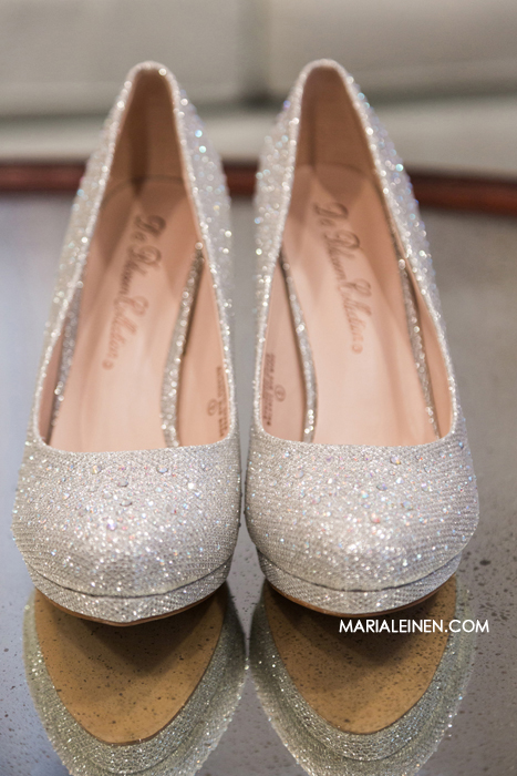 sparkly silver high heels for the wedding day